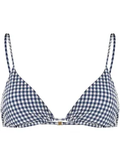 MC2 Saint Barth Triangel-Top Mit Print WRINKLE VICHY BLU