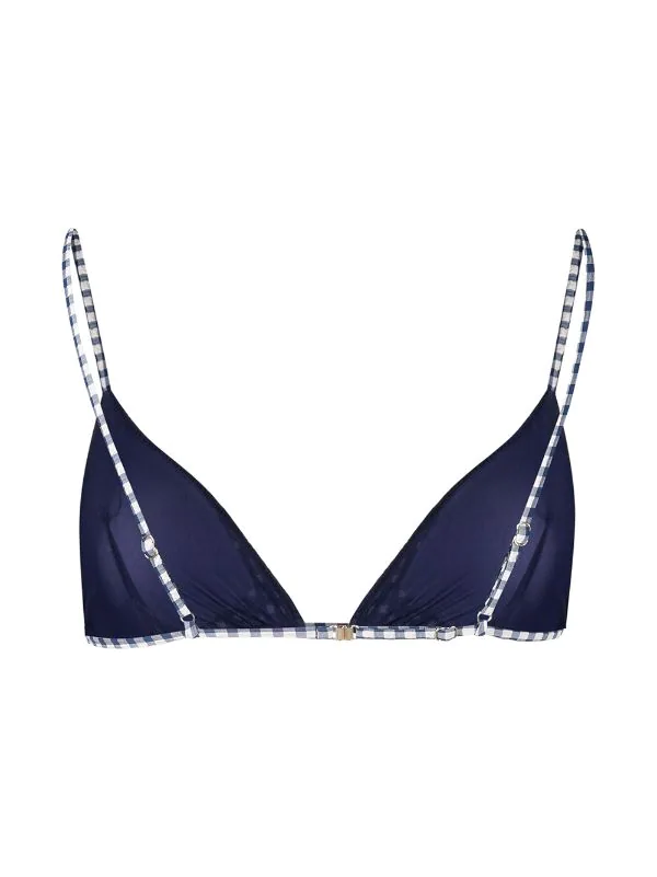 MC2 Saint Barth Triangel-Top Mit Print WRINKLE VICHY BLU – Bild 2