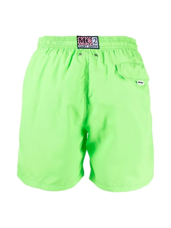 ( Neue Saison ) MC2 Saint Barth 75 GREN FLUO Badeshorts Mit Logo-Patch Herren – Bild 2