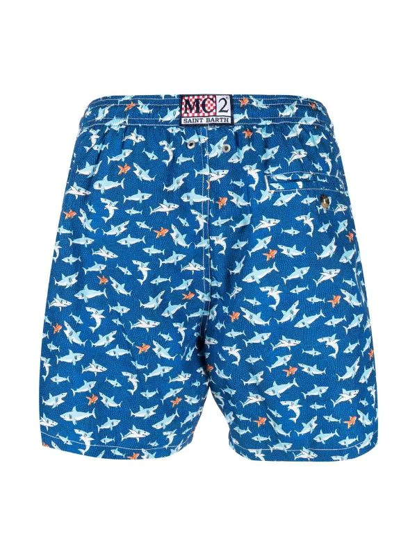 ( Neue Saison ) MC2 Saint Barth 61 SHARKYSEA Badeshorts Mit Hai-Print Herren – Bild 2