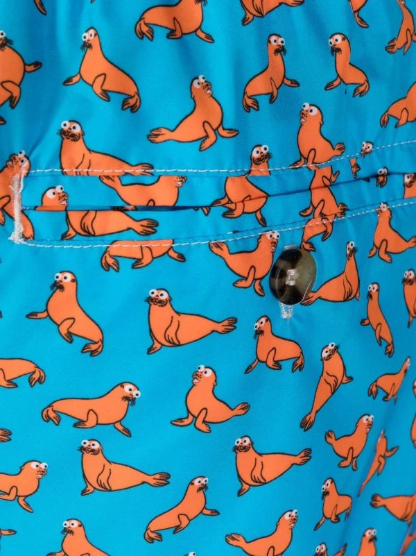 ( Neue Saison ) MC2 Saint Barth BABY SEAL3185 LIGHT BLUE Badeshorts Mit Robben-Print Herren – Bild 3