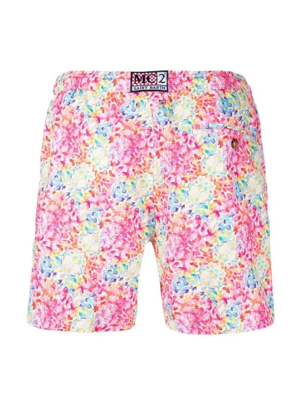 ( Neue Saison ) MC2 Saint Barth Badeshorts Mit Aquarellblumen-Print 01064B PINK – Bild 2