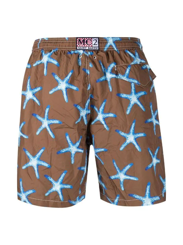 ( Neue Saison ) MC2 Saint Barth Badeshorts Mit Seesterne-Print 00506B Brown – Bild 2