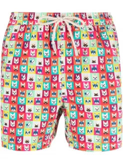 ( Neue Saison ) MC2 Saint Barth CHECK DOG COLOR Badeshorts Mit Kordelzug Herren