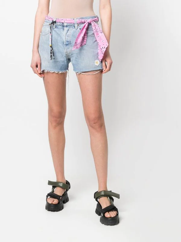 ( Neue Saison ) MC2 Saint Barth Jeans-Shorts Im Distressed-Look DEN JUMBO FOULARD 00 – Bild 3