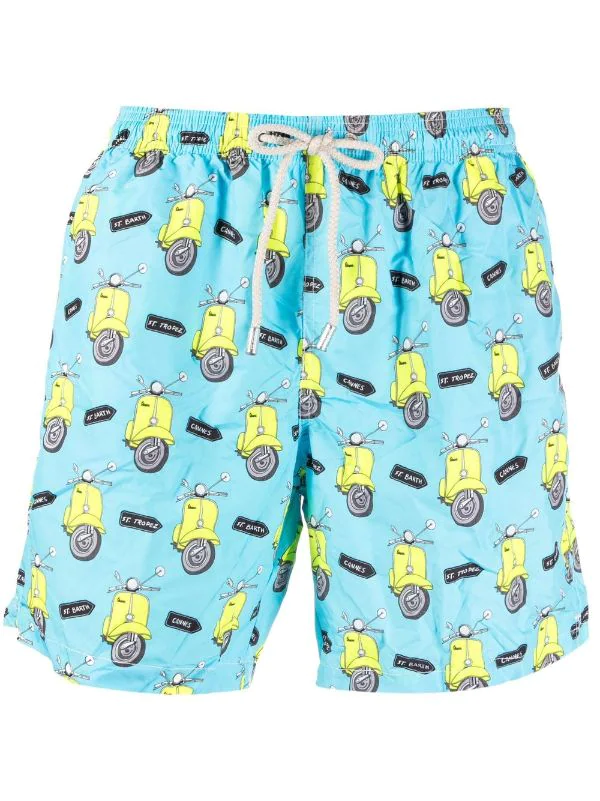( Neue Saison ) MC2 Saint Barth VESPA FLUO 5694 Lightning Badeshorts Mit Vespa-Print Herren