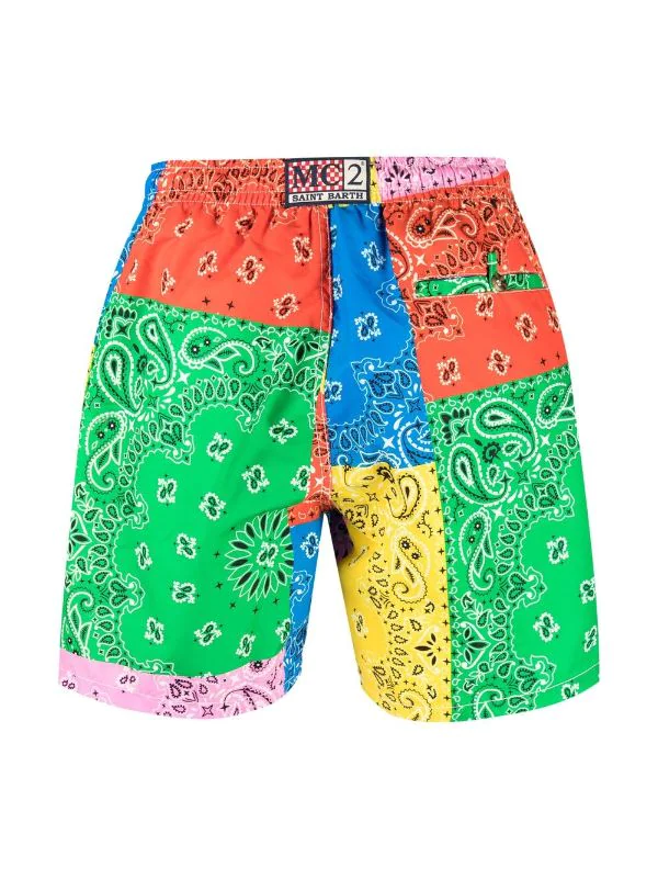 ( Neue Saison ) MC2 Saint Barth 00208B MULTICOLOR Badeshorts Mit Bandana-Print Herren – Bild 2