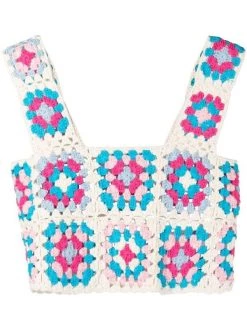 ( Neue Saison ) MC2 Saint Barth CR0132 Gehäkeltes Cropped-Oberteil Damen