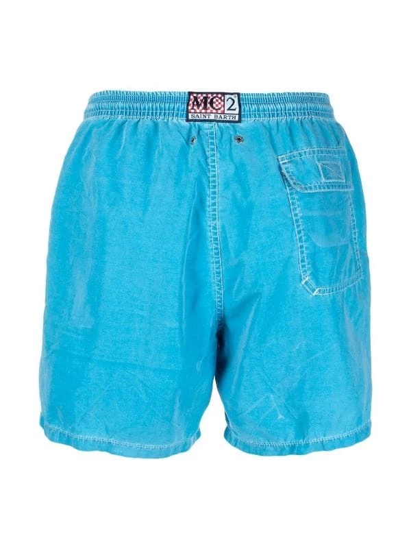 ( Neue Saison ) MC2 Saint Barth 17 BLUETTE Badeshorts Mit Logo-Patch Herren – Bild 2