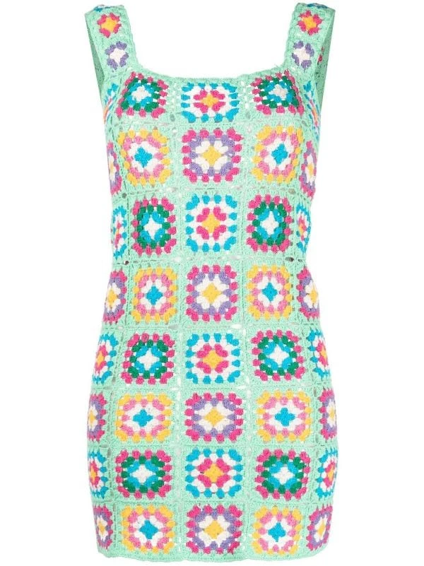 ( Neue Saison ) MC2 Saint Barth GREEN Blumiges Häkelkleid Damen