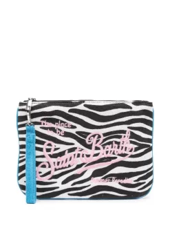 ( Neue Saison ) MC2 Saint Barth ZEBRA COLOR 01 Bestickte Clutch Aus Frottee Damen