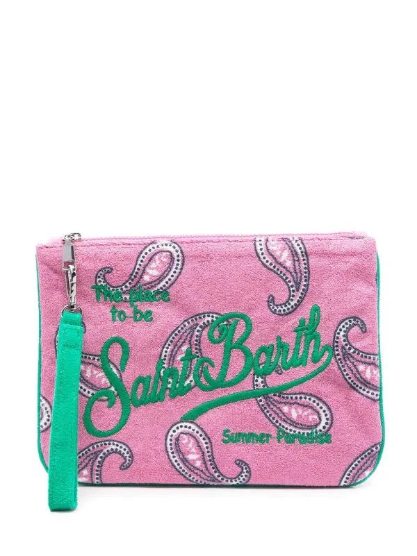 ( Neue Saison ) MC2 Saint Barth Bestickte Clutch Aus Frottee Damen