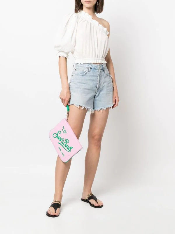 ( Neue Saison ) MC2 Saint Barth Bestickte Clutch Aus Frottee Emb 2157 – Bild 2