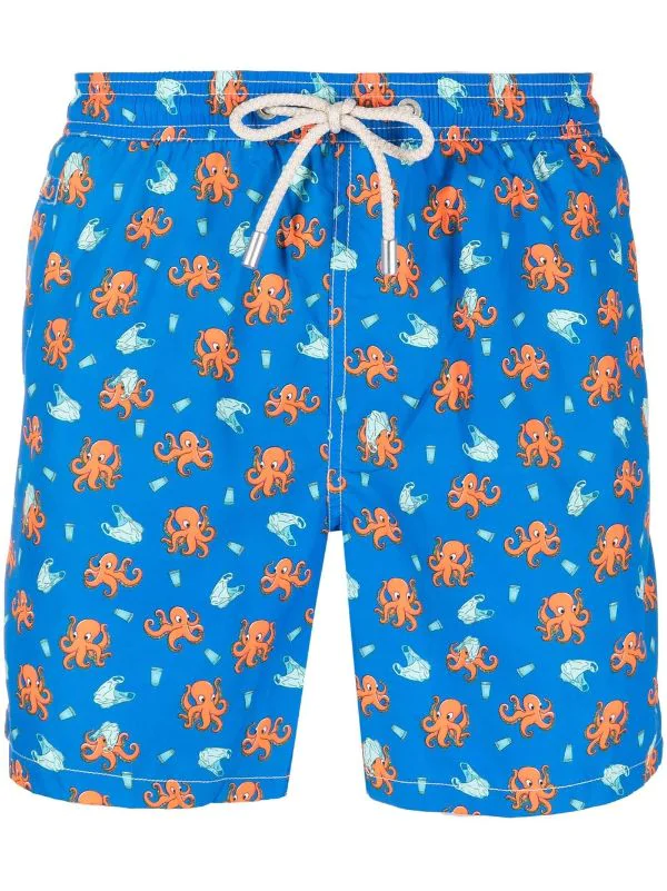 ( Neue Saison ) MC2 Saint Barth 17 OCTO PLASTIC Badeshorts Mit Oktopus-Print Herren