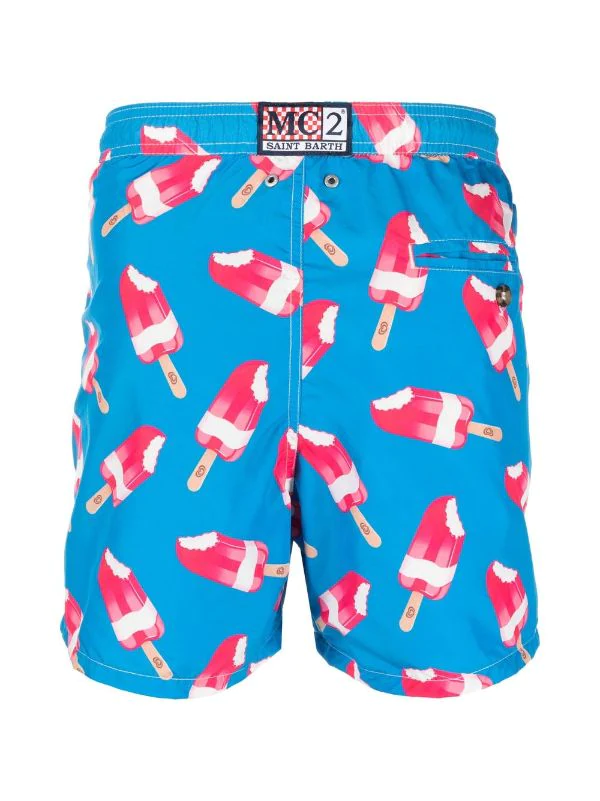 ( Neue Saison ) MC2 Saint Barth 17 ALGI STRAW Badeshorts Mit Eiscreme-Print Herren – Bild 2