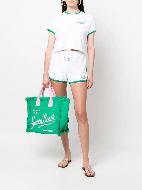 ( Neue Saison ) MC2 Saint Barth Sport-Shorts Mit Logo-Print 01675B EMB SB PALM SP0157 – Bild 2