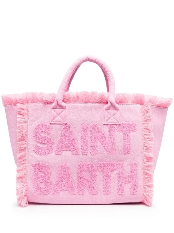 ( Neue Saison ) MC2 Saint Barth Ausgefranster Shopper Mit Logo-Print 00916B PINK