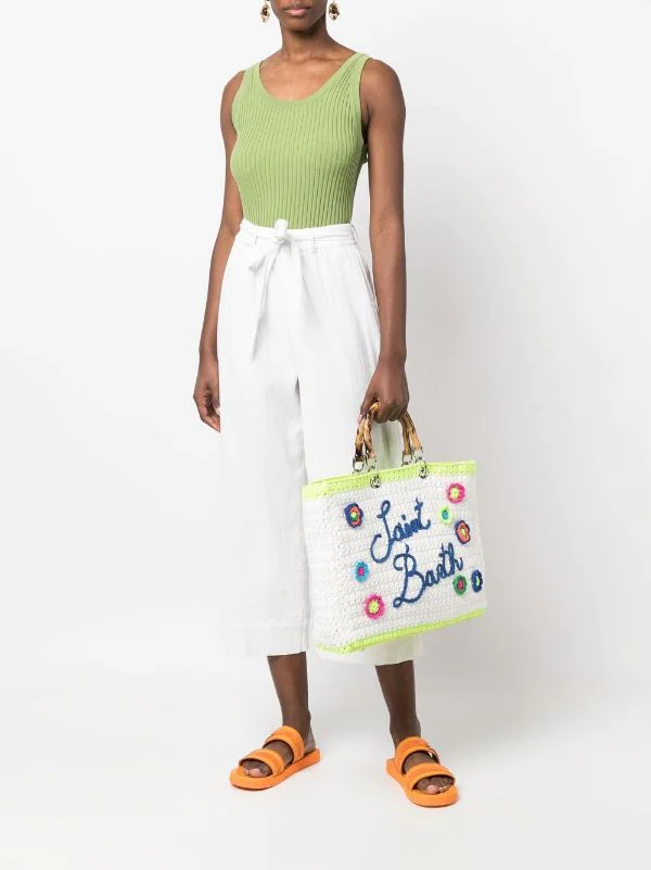 ( Neue Saison ) MC2 Saint Barth Gestrickte Tasche 00659B WHITE YELLOW – Bild 2