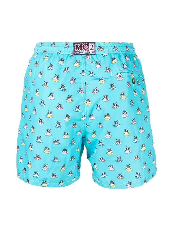 ( Neue Saison ) MC2 Saint Barth 02569B FLOAT DOG 31 Badeshorts Mit Bulldoggen-Print Herren – Bild 2